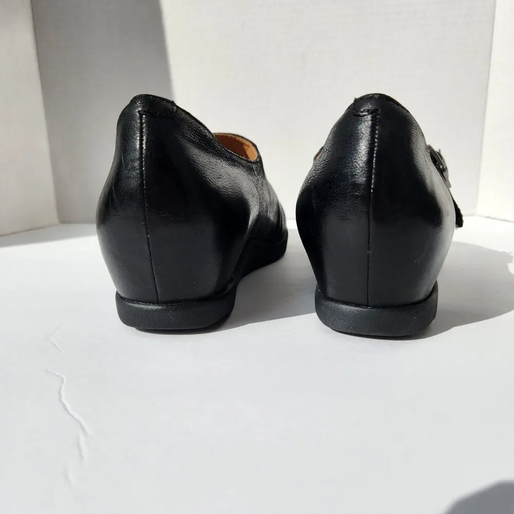 Dansko Marisa Black Leather Wedge Womens Size 39 US 8.5 - 9 Slip-on Comfort